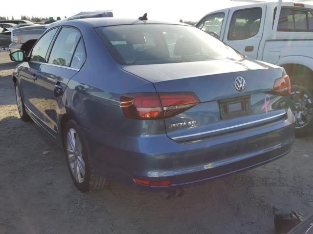 3VWL17AJ2HM256463 - 2017 VOLKSWAGEN JETTA SEL BLUE photo 3