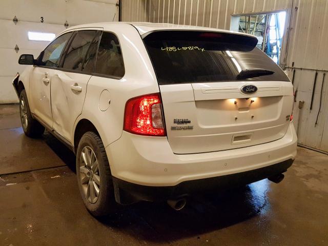 2FMDK4JCXEBA95292 - 2014 FORD EDGE SEL WHITE photo 3