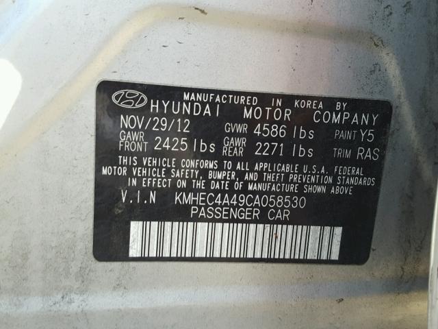 KMHEC4A49CA058530 - 2012 HYUNDAI SONATA HYB SILVER photo 10