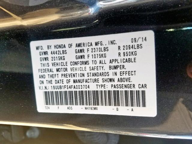 19UUB1F54FA003704 - 2015 ACURA TLX TECH CHARCOAL photo 10