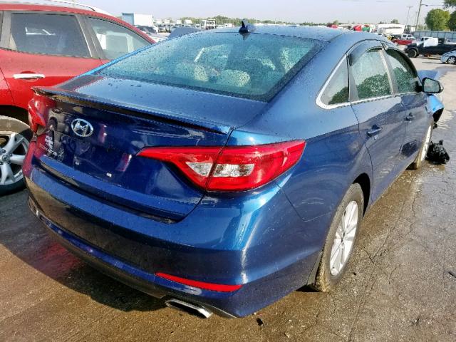 5NPE24AF0FH101447 - 2015 HYUNDAI SONATA SE BLUE photo 4