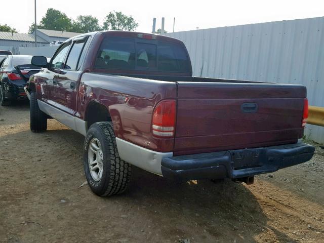 1D7HG48N23S221555 - 2003 DODGE DAKOTA QUA BURGUNDY photo 3