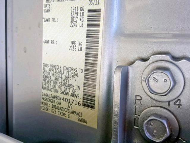 1N4AL2AP8CN401716 - 2012 NISSAN ALTIMA BAS SILVER photo 10