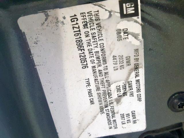 1G1ZT61896F120576 - 2006 CHEVROLET MALIBU MAX 灰色 照片 10