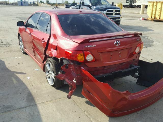 1NXBE40E29Z062322 - 2009 TOYOTA COROLLA XR RED photo 3