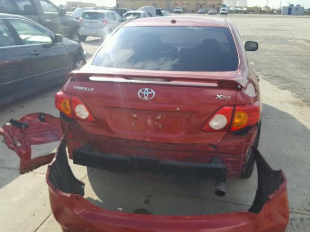 1NXBE40E29Z062322 - 2009 TOYOTA COROLLA XR RED photo 9