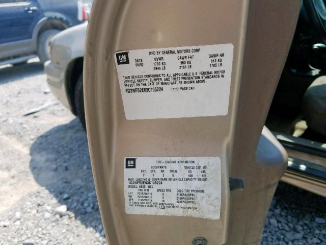 1G2NF52E63C105224 - 2003 PONTIAC GRAND AM S BEIGE photo 10