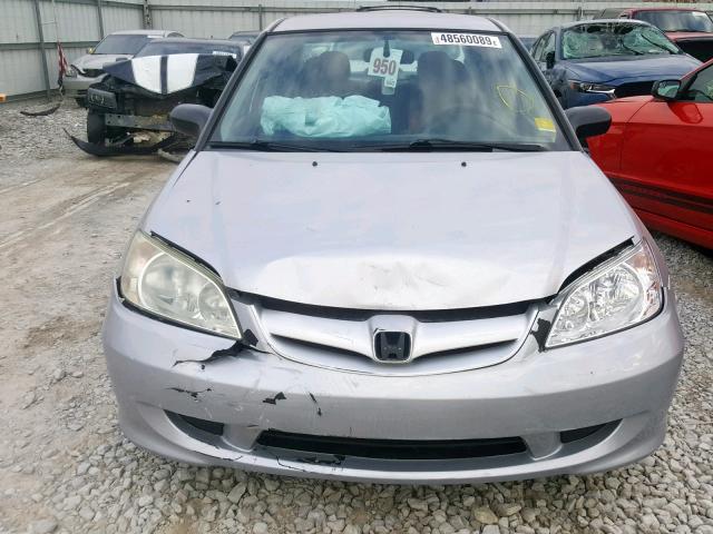 1HGES16355L018301 - 2005 HONDA CIVIC DX V SILVER photo 9