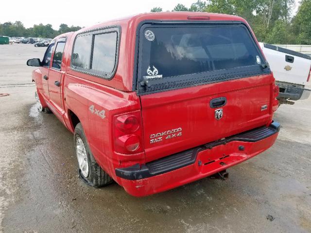 1D7HW48N17S197614 - 2007 DODGE DAKOTA QUA RED photo 3