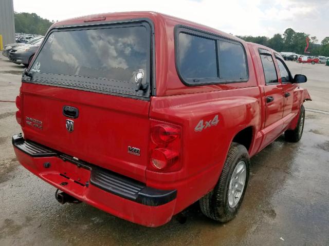 1D7HW48N17S197614 - 2007 DODGE DAKOTA QUA RED photo 4