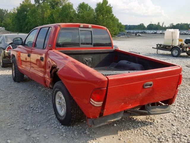 1B7GL2AN6YS746173 - 2000 DODGE DAKOTA QUA RED photo 3