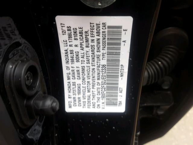 19XFC2F52JE012336 - 2018 HONDA CIVIC LX BLACK photo 10