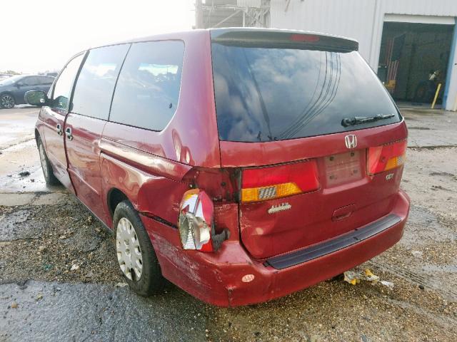 2HKRL18552H506952 - 2002 HONDA ODYSSEY LX RED photo 3