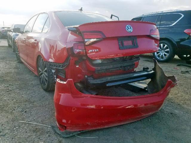 3VWD17AJ3GM308492 - 2016 VOLKSWAGEN JETTA SPOR RED photo 3