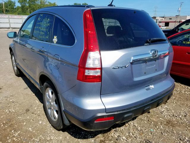 5J6RE48768L028598 - 2008 HONDA CR-V EXL BLUE photo 3