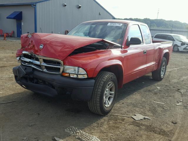 1D7GL12K54S589847 - 2004 DODGE DAKOTA SXT RED photo 2