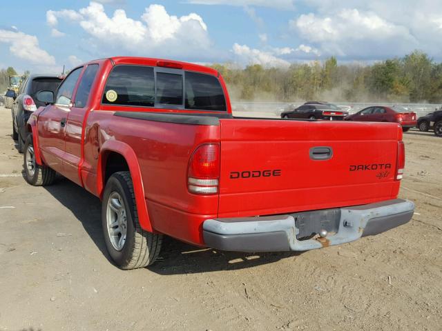 1D7GL12K54S589847 - 2004 DODGE DAKOTA SXT RED photo 3