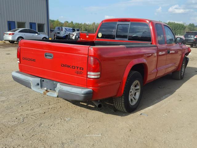 1D7GL12K54S589847 - 2004 DODGE DAKOTA SXT RED photo 4