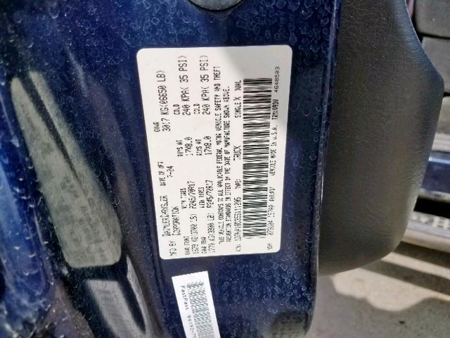 1D7HA18D35S111205 - 2005 DODGE RAM 1500 S BLUE photo 10