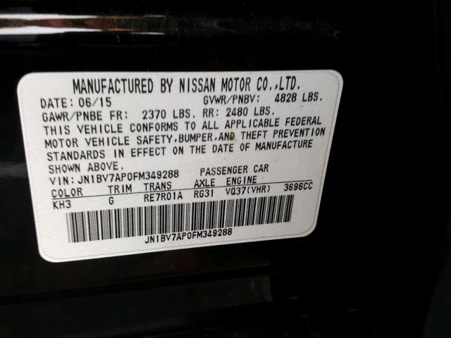 JN1BV7AP0FM349288 - 2015 INFINITI Q50 BASE BLACK photo 10