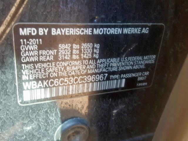 WBAKC6C53CC396967 - 2012 BMW 750I BLACK photo 10