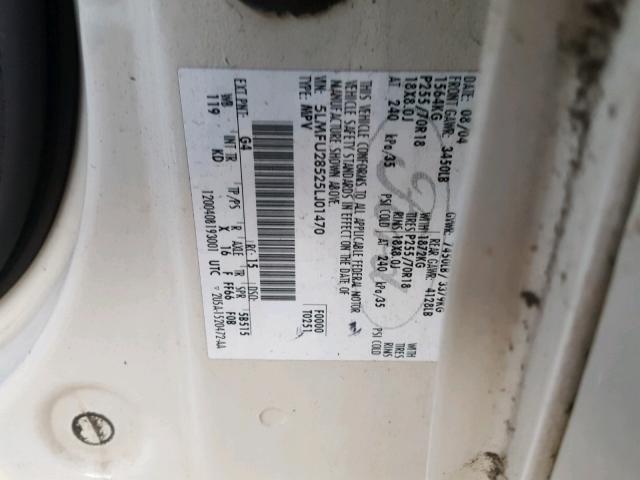 5LMFU28525LJ01470 - 2005 LINCOLN NAVIGATOR 白色 照片 10