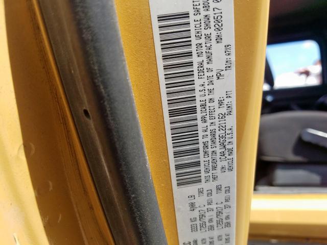 1C4AJWAG3EL221162 - 2014 JEEP WRANGLER S YELLOW photo 10