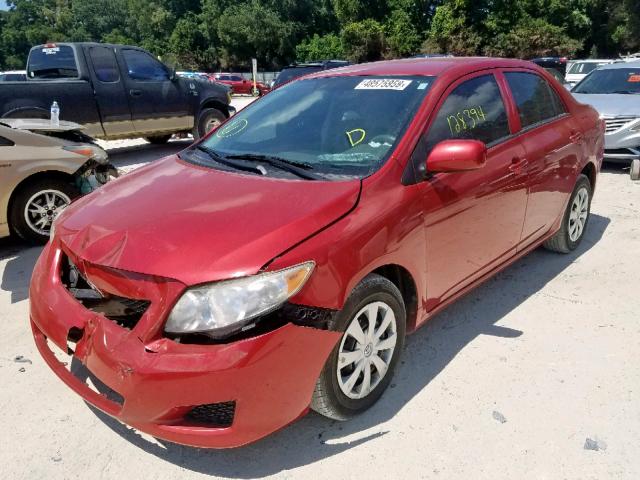 2T1BU4EE1AC535399 - 2010 TOYOTA COROLLA LE RED photo 2