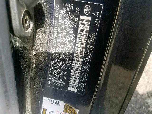 JTKDE177960092237 - 2006 TOYOTA SCION TC შავი ფოტო 10