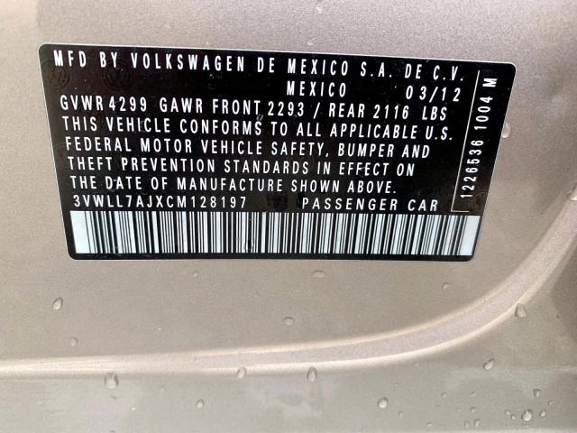 3VWLL7AJXCM128197 - 2012 VOLKSWAGEN JETTA TDI SILVER photo 10