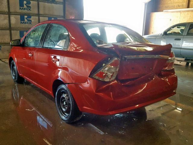 KL1TD5DE6AB108172 - 2010 CHEVROLET AVEO LS RED photo 3