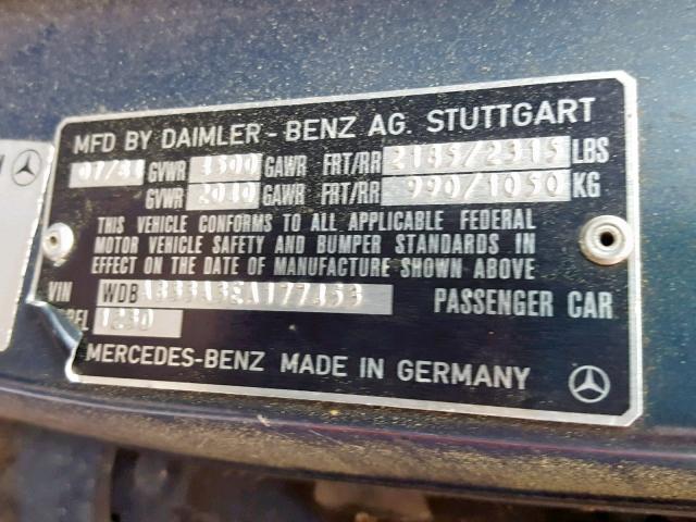 WDBAB33A3EA177453 - 1984 MERCEDES-BENZ 300 DT BLUE photo 10