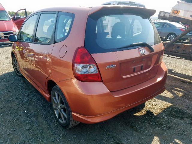 JHMGD38688S020783 - 2008 HONDA FIT SPORT ORANGE photo 3