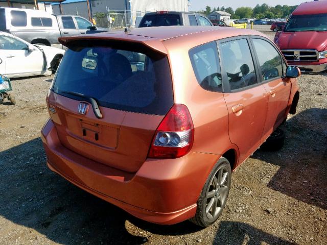 JHMGD38688S020783 - 2008 HONDA FIT SPORT ORANGE photo 4