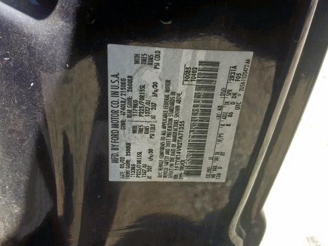 1FTYR14V82TA71355 - 2002 FORD RANGER SUP BLACK photo 10