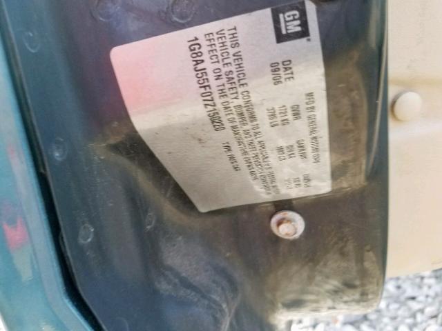 1G8AJ55F07Z150220 - 2007 SATURN ION LEVEL GREEN photo 10