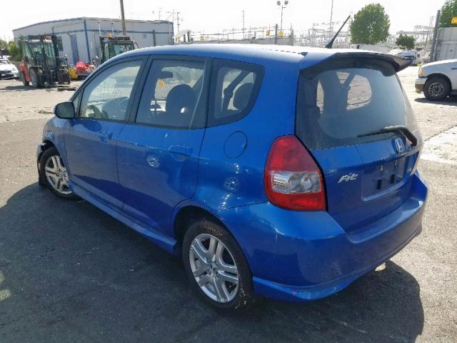 JHMGD38677S025407 - 2007 HONDA FIT S 蓝色 照片 3
