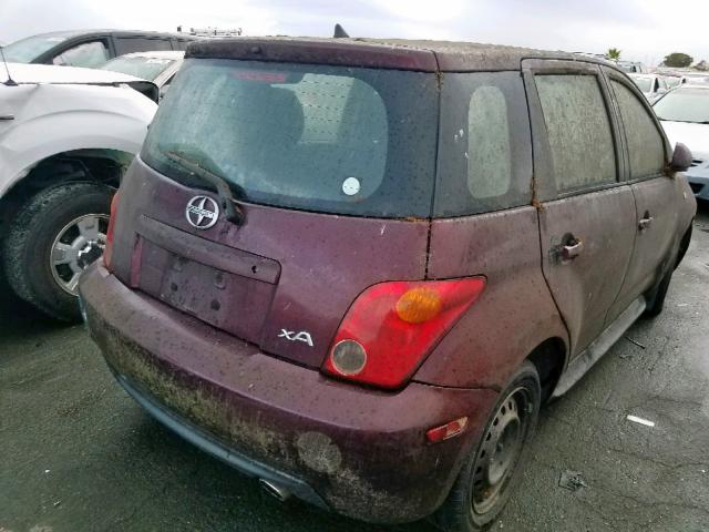 JTKKT624840050565 - 2004 TOYOTA SCION XA MAROON photo 4