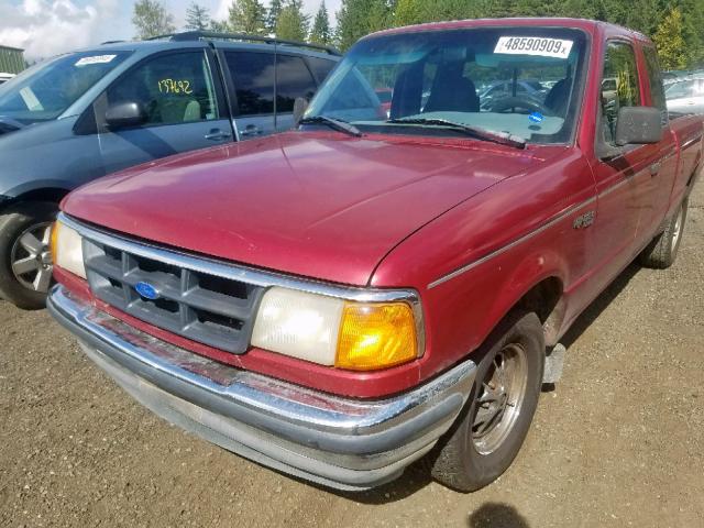 1FTCR14U3PPA00260 - 1993 FORD RANGER SUP BURGUNDY photo 2