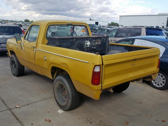 W14BF7S060434 - 1977 DODGE RAM 100 YELLOW photo 3