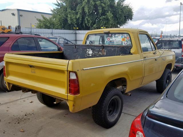 W14BF7S060434 - 1977 DODGE RAM 100 YELLOW photo 4