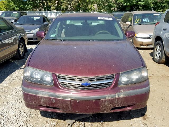 2G1WF52E039268807 - 2003 CHEVROLET IMPALA BURGUNDY photo 9