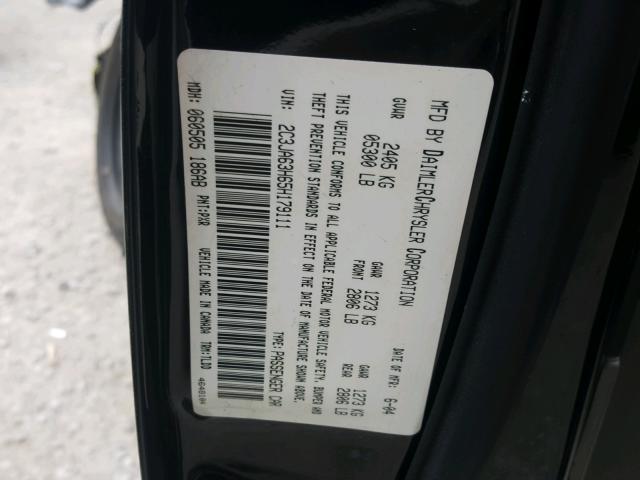 2C3JA63H65H179111 - 2005 CHRYSLER 300C BLACK photo 10