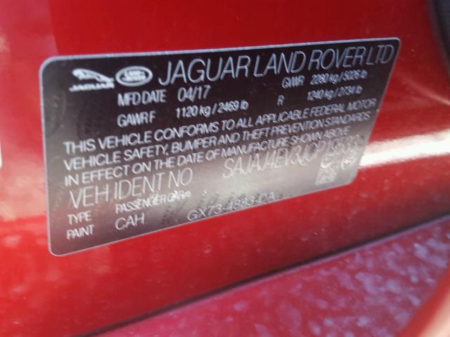 SAJAJ4EV3JCP19533 - 2018 JAGUAR XE PREMIUM RED photo 10