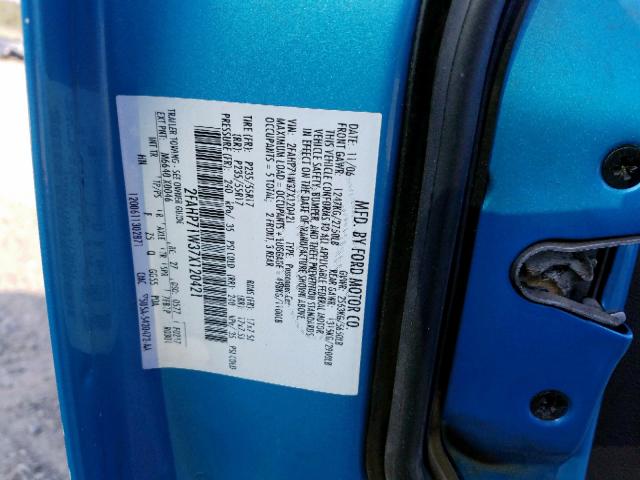 2FAHP71W37X120421 - 2007 FORD CROWN VICT BLUE photo 10