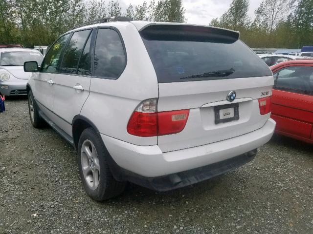 5UXFA53582LV73563 - 2002 BMW X5 3.0I WHITE photo 3