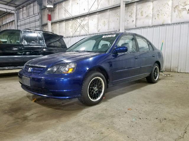 JHMES26731S003348 - 2001 HONDA CIVIC EX BLUE photo 2