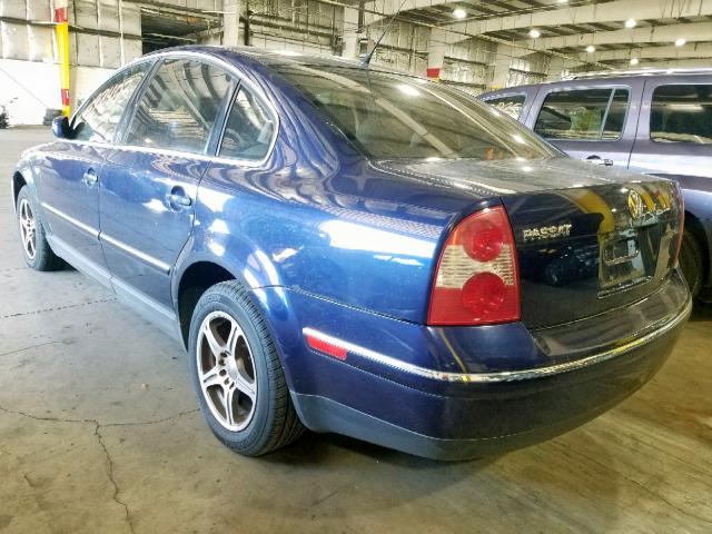 WVWPD63B51P136121 - 2001 VOLKSWAGEN PASSAT GLS BLUE photo 3