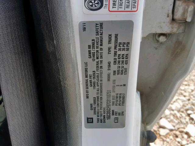 1GCDSCF97C8118751 - 2012 CHEVROLET COLORADO L WHITE photo 10