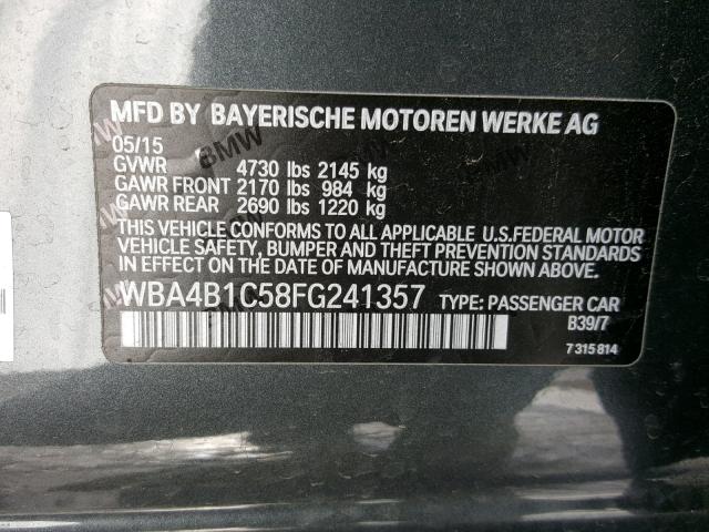 WBA4B1C58FG241357 - 2015 BMW 435 I GRAY photo 10